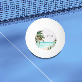 Pelota De Ping Pong Palm Tree tropical monogramada deja playa azul
