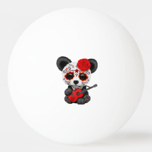 Pelota De Ping Pong Panda roja del cráneo del azúcar que toca la
