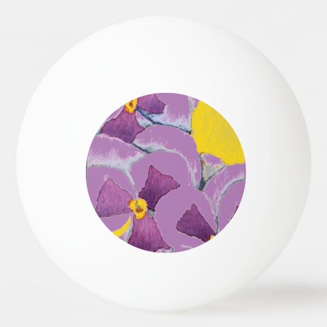 Pelota De Ping Pong "Pansy #4 on morple" Floral Ping Pong Ball (Anverso)