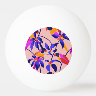 Pelota De Ping Pong Parrotos Vintage rosados: Ilustracion exótico sin 