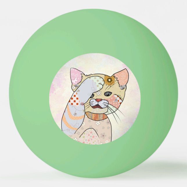 Pelota De Ping Pong Patchworkkatze Tischtennisball (Anverso)