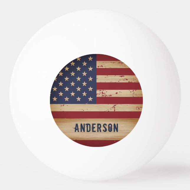 Pelota De Ping Pong Patriótico de la Bandera Americana Personalizada d (Anverso)
