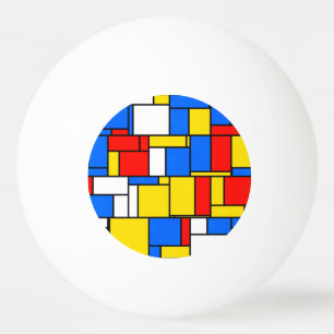 Pelota De Ping Pong Patrón amarillo rojo azul de inspiración mondriana
