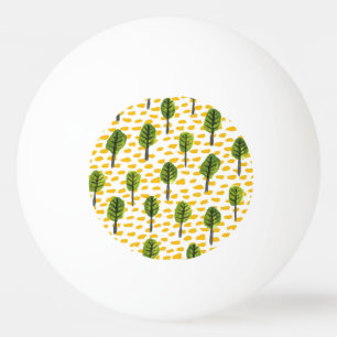 Pelota De Ping Pong Patrón de árbol negro verde Naive