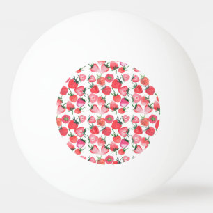 Pelota De Ping Pong Patrón de color de agua Juicy Red Strawberries