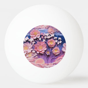 Pelota De Ping Pong Patrón de corte floral púrpura púrpura adorable