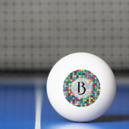 Pelota De Ping Pong Patrón de cuadrados geométricos de mosaico colorid