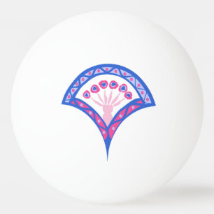 Pelota De Ping Pong patrón de damasco floral azul