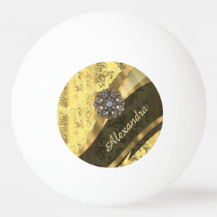 Pelota De Ping Pong Patrón de damasco giratorio de bonito amarillo per