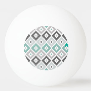 Pelota De Ping Pong Patrón de diamante de ikat de impresión tribal gri