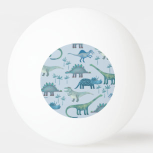 Pelota De Ping Pong Patrón de dinosaurio azul prehistórico