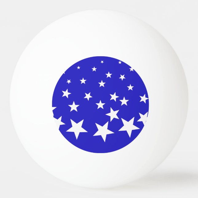 Pelota De Ping Pong Patrón de estrella blanca sobre fondo azul (Anverso)