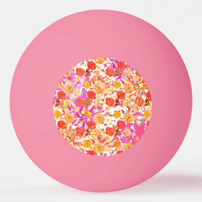 Pelota De Ping Pong Patrón de flores cortas (Anverso)
