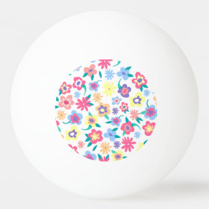 Pelota De Ping Pong Patrón de flores de primavera coloridas lindas