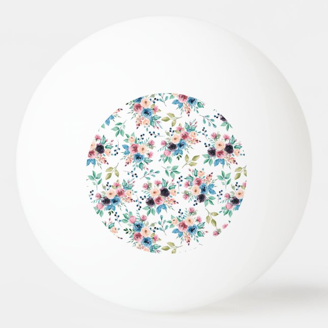 Pelota De Ping Pong Patrón de flores primaverales coloridas (Anverso)