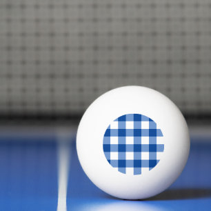 Pelota De Ping Pong Patrón de gingham azul