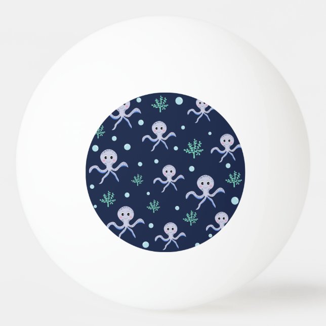 Pelota De Ping Pong Patrón de pulpo bajo el mar (Anverso)
