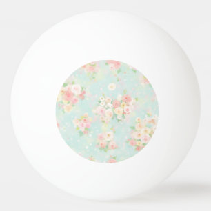 Pelota De Ping Pong Patrón de Rosa de Pastel suave en fondo de Aqua