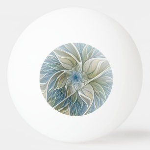 Pelota De Ping Pong Patrón de sueño floral abstracto azul caqui fracta