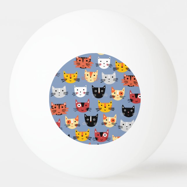 Pelota De Ping Pong Patrón de varios gatos (Anverso)