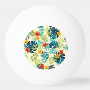 Pelota De Ping Pong Patrón de verano de Monstera Tropical Hibiscus