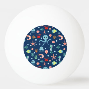 Pelota De Ping Pong Patrón de vida marina del océano lindo