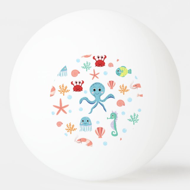 Pelota De Ping Pong Patrón del mundo marino (Anverso)