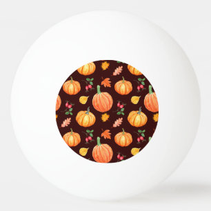 Pelota De Ping Pong Patrón floral de calabaza otoñal de color de agua