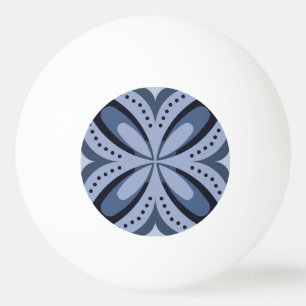 Pelota De Ping Pong Patrón geométrico azul estilo retro