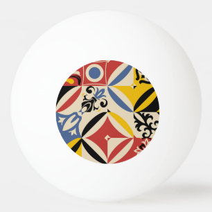 Pelota De Ping Pong Patrón geométrico de Azulejos Retro Sixties