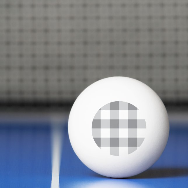 Pelota De Ping Pong Patrón Gingham Gris Y Blanco (Neto)