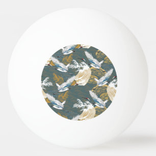 Pelota De Ping Pong Patrón japonés de aves de gránulas vintage