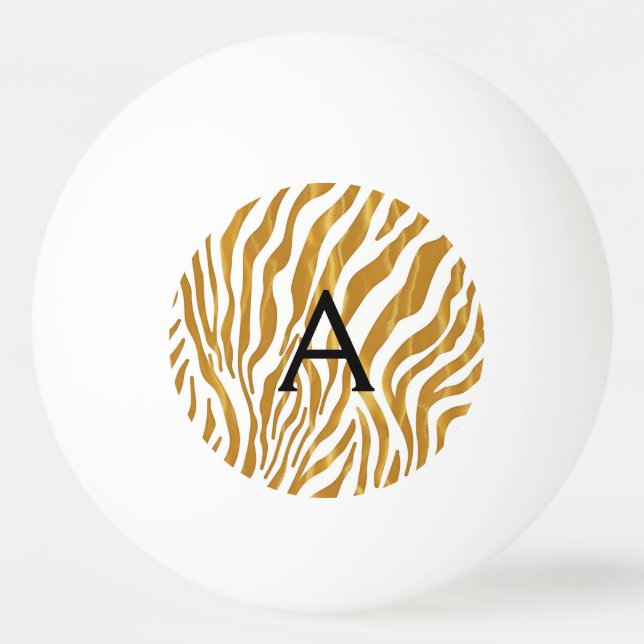 Pelota De Ping Pong Patrón Monogramado de Leopardo de oro Personalizad (Anverso)