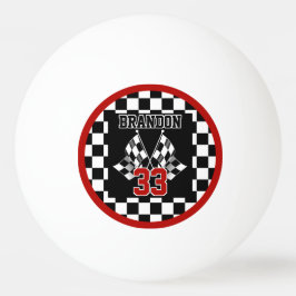 Pelota De Ping Pong Patrón personalizado de bandera a cuadros negra y 