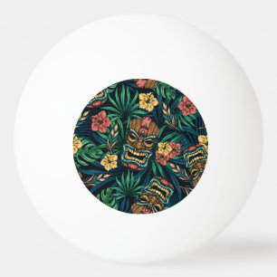 Pelota De Ping Pong Patrón tropical hawaiano de la máscara tiki