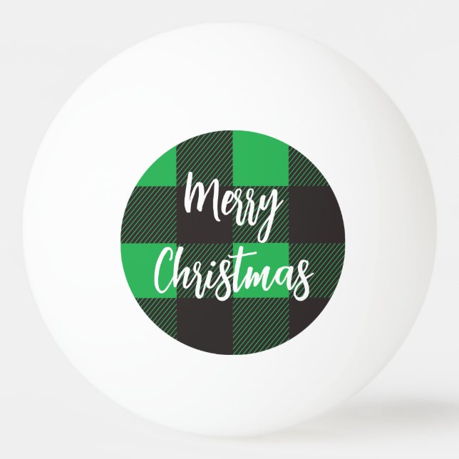 Pelota De Ping Pong Patrón verde plastificado Feliz Navidad (Anverso)
