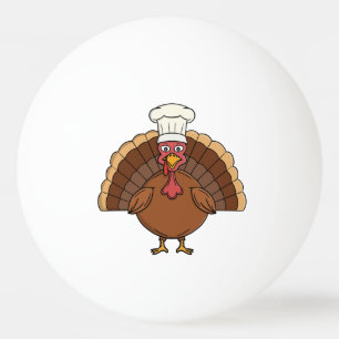Pelota De Ping Pong Pavo de dibujos animados de Acción de Gracias Chef