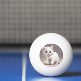 Pelota De Ping Pong Pequeño gatito blanco adorable