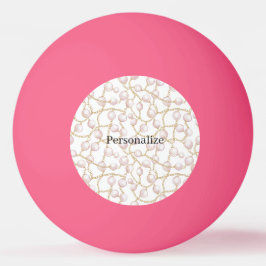 Pelota De Ping Pong Perlas Rosadas Cadena de Oro