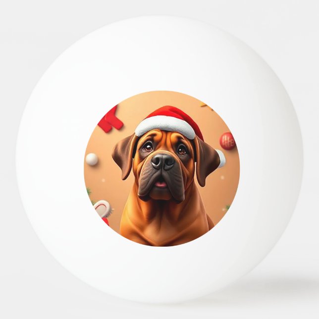 Pelota De Ping Pong Perro Adorable con Gorro de Santa (Anverso)
