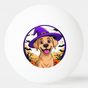 Pelota De Ping Pong Perro adorable con sombrero de bruja
