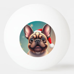 Pelota De Ping Pong Perro adorable con sombrero de Santa