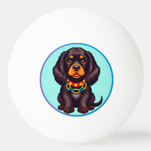 Pelota De Ping Pong Perro animado lindo con collar