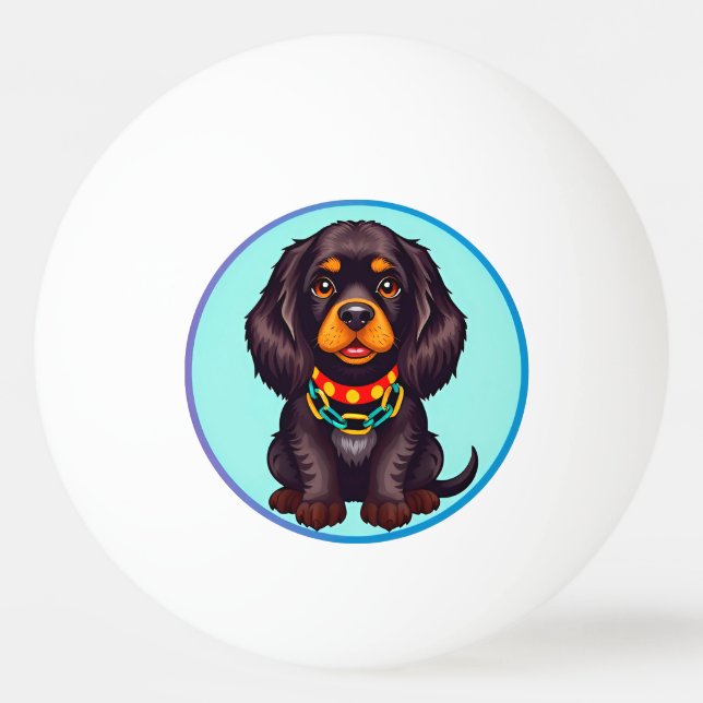 Pelota De Ping Pong Perro animado lindo con collar (Anverso)