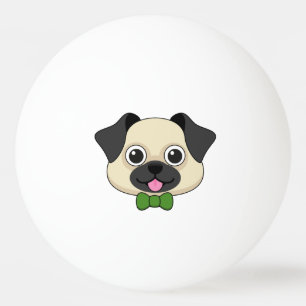 Pelota De Ping Pong Perro de pug feliz lindo con papillón