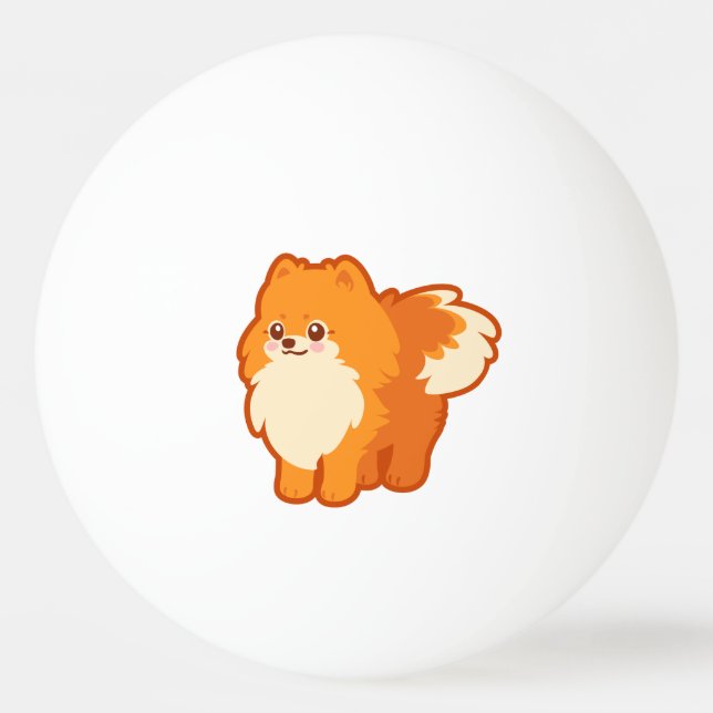 Pelota De Ping Pong Perro del dibujo animado de Kawaii Pomeranian (Anverso)