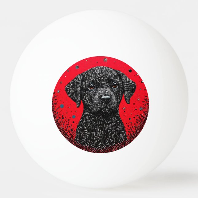 Pelota De Ping Pong Perro Negro Caprichoso (Anverso)