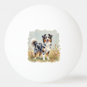 Pelota De Ping Pong Perro Pastor Australiano Merle Cola Larga