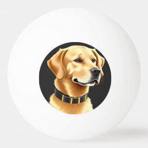 Pelota De Ping Pong Perro Retriever Dorado con Collar de Cuero