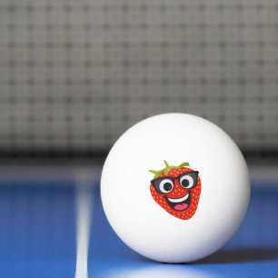 Pelota De Ping Pong Personaje Genial de Fresa – Arte Divertido de Frut